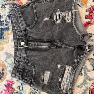 Black ripped demin shorts